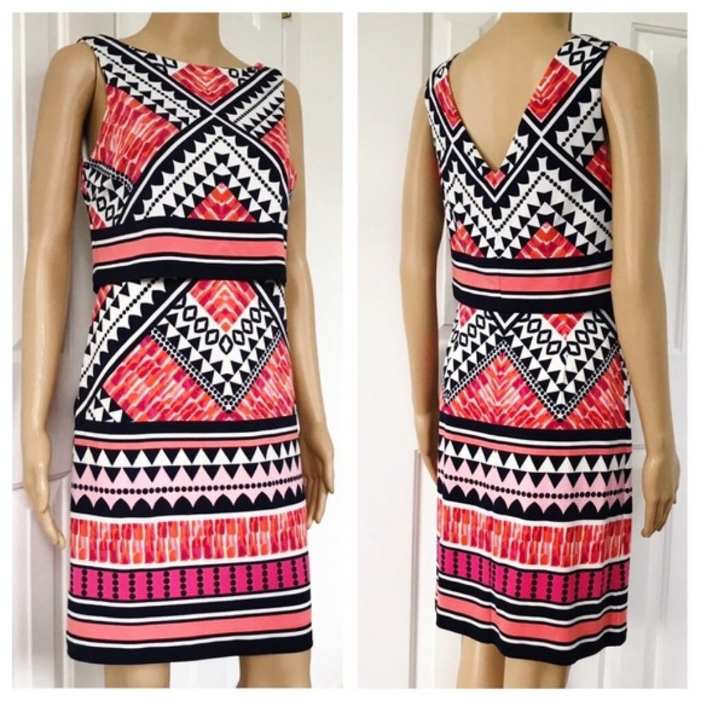 Eliza J crewneck Sleeveless Geometric Dress 2